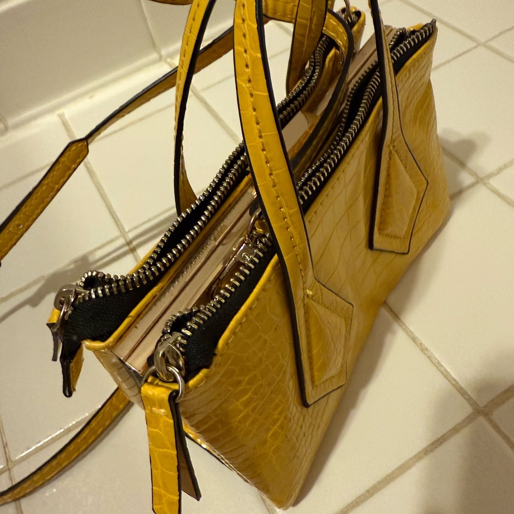 Yellow Croc-Embossed Women's Handbag